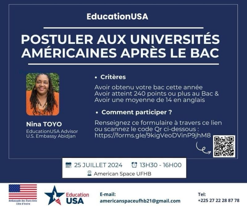 Procédure pour Postuler aux universités après le BAC à Abidjan pour l'Ambassade américaine