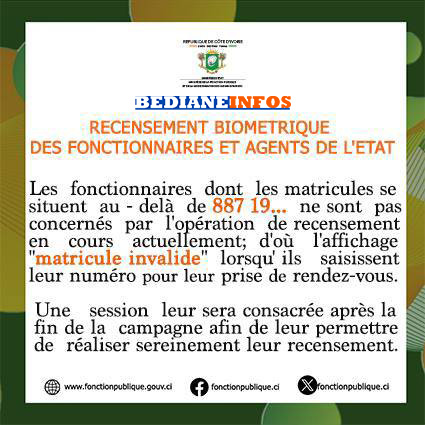 Recensement biométrique des fonctionnaires en Côte d'Ivoire