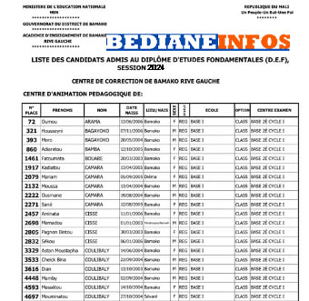 Résultats du def 2024 au mali pdf rive gauche