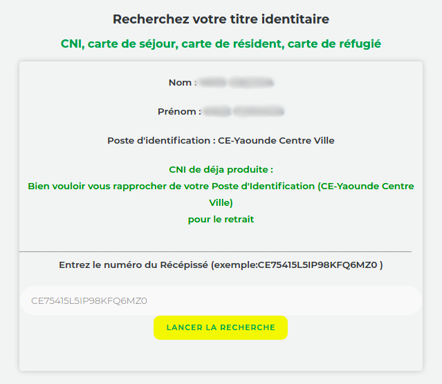 Vérifiez la disponibilité de votre Carte Nationale d'Identité (CNI) au Cameroun